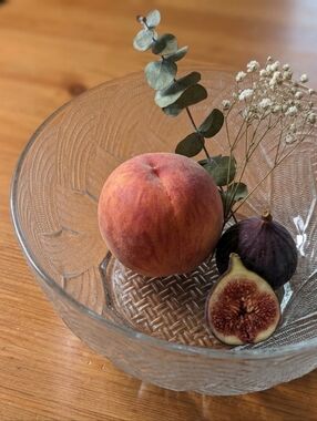 Vintage Clear Glass Basket Weave Textured Serving Bowl 1990s Decor